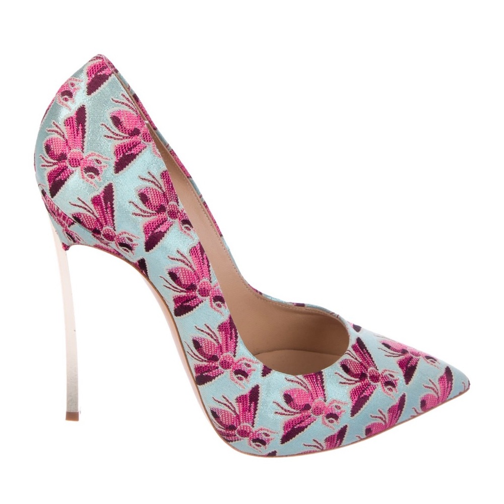 Casadei Techno Blade Printed Bee Embroidered Stiletto High Heels Size 9